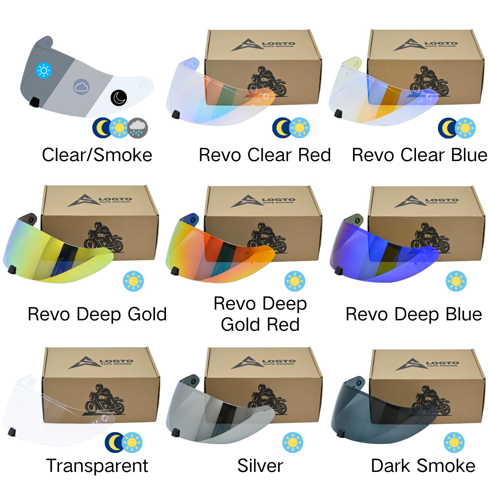 Logto Replacement Motorcycle Helmet Visor Shield For R420 Visor Wearproof Windproof Sun Protection Helmet Accessories (Revo Deep Blue)